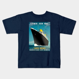 Poster Retro Ship Vintage Cruise Vessel Kids T-Shirt